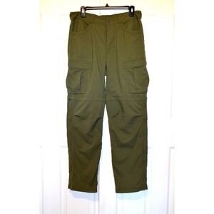REI Mens Olive Green Convertible Hiking Pants / Shorts Size 34x32 INSEAM 30"